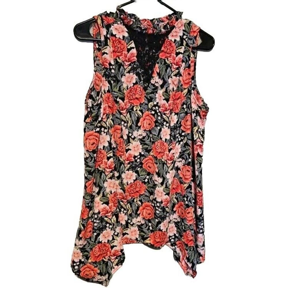 Torrid Georgette Tunic Tank Top Women's 0 Large Floral Sleeveless Chiffon